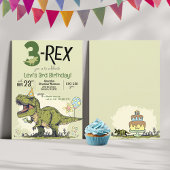 Invitation Drôle 3-Rex Dinosaur Cartoon 3e fête d'anniversair