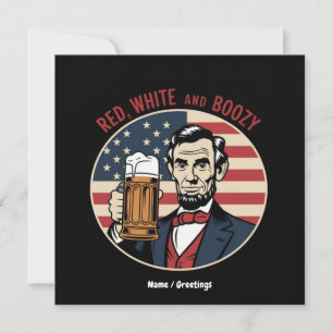 Invitation Drôle 4 juillet Rouge Blanc et Boozy