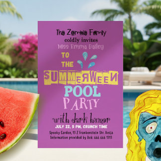 Invitation drôle à la fête zombie de Summerween au