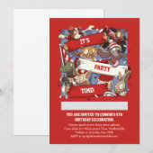 Invitation Drôle Animaux Ventilateurs Scarf Waving Cartoon (Devant / Derrière)