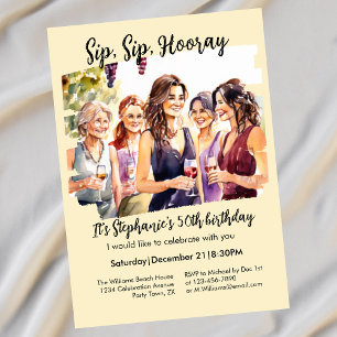 Invitation Drôle automne dégustation de vin de la femme 50e a