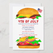 Invitation Drôle barbecue burger drapeau américain plaid 4 ju (Devant)