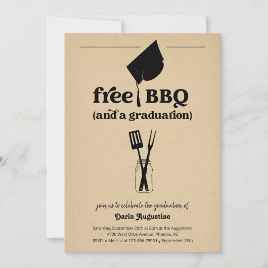 Invitation Drôle BBQ Graduation Party (Devant)