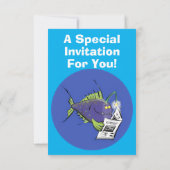 Invitation Drôle caricature de poisson de pêcheur (Dos)