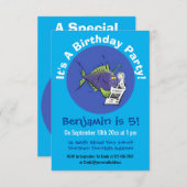 Invitation Drôle caricature de poisson de pêcheur (Devant / Derrière)