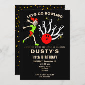 Invitation Drôle Cartoon Bowling Ado Fille fête d'anniversair (Devant / Derrière)