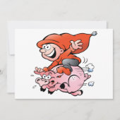 Invitation Drôle Cartoon Gnome équitation Flying Pig (Devant)