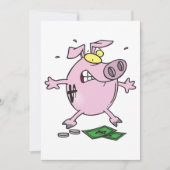 Invitation Drôle Cartoon Piggy Bank Perdre de l'argent (Devant)