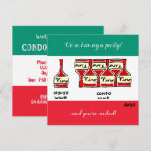 Invitation Drôle Cartoon Vin Condo Réchauffement Dégustation (Devant / Derrière)