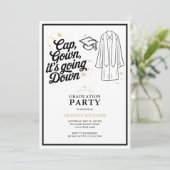 Invitation Drôle Casquette Gown ça va tomber la fête de la gr (Debout devant)