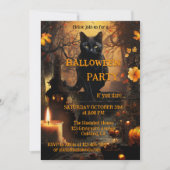 Invitation Drôle Chat et Raven Halloween Party (Devant)