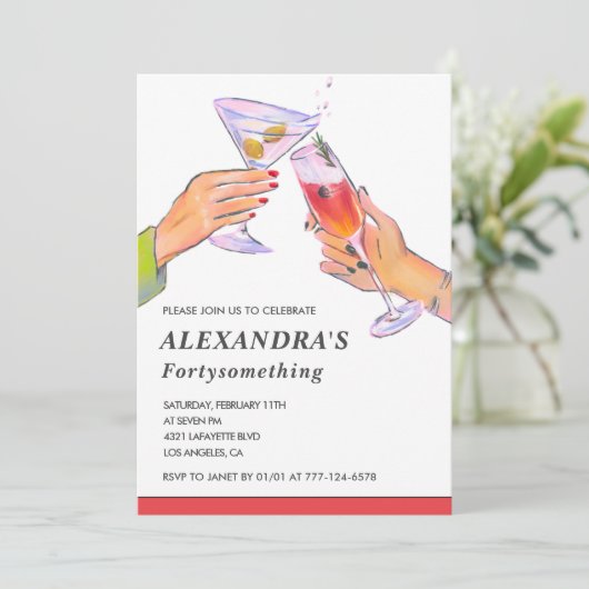 Invitation Drôle Cocktail Champagne 42e anniversaire (Debout devant)