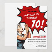 Invitation Drôle Comic Halloween Surprise 70e anniversaire (Devant / Derrière)