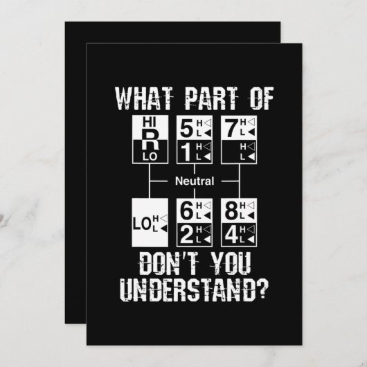 Invitation Drôle Conducteur de camion Ne comprenez-vous pas c (Devant / Derrière)