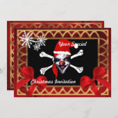 Invitation Drôle crâne de pirate, Noël (Devant / Derrière)