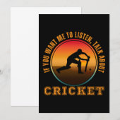 Invitation Drôle Cricket Dit Joueur Vintage Silhouette (Devant / Derrière)