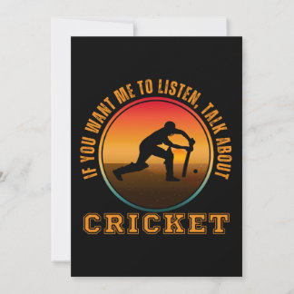 Invitation Drôle Cricket Dit Joueur Vintage Silhouette