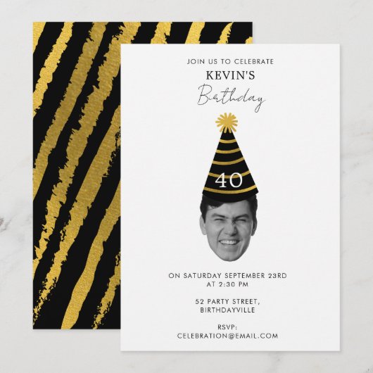 Invitation drôle d'anniversaire avec photo de visa (Devant / Derrière)