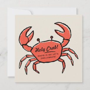 Invitation drôle d'anniversaire de crabe pour les 