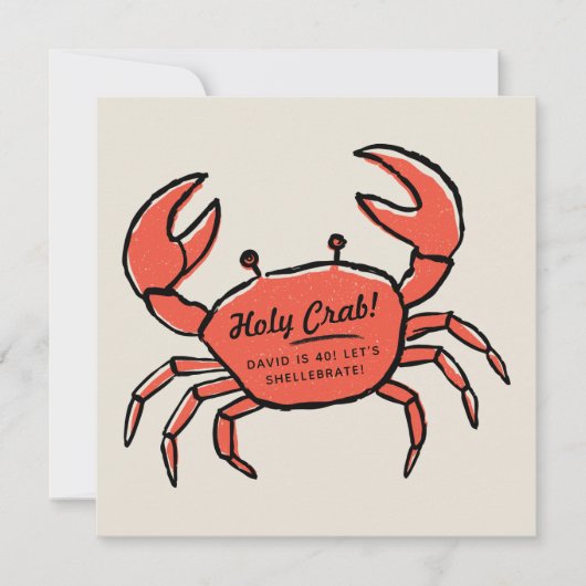Invitation drôle d'anniversaire de crabe pour les (Devant)