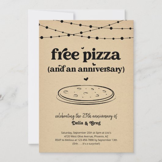 Invitation drôle d'anniversaire de mariage avec pi (Devant)