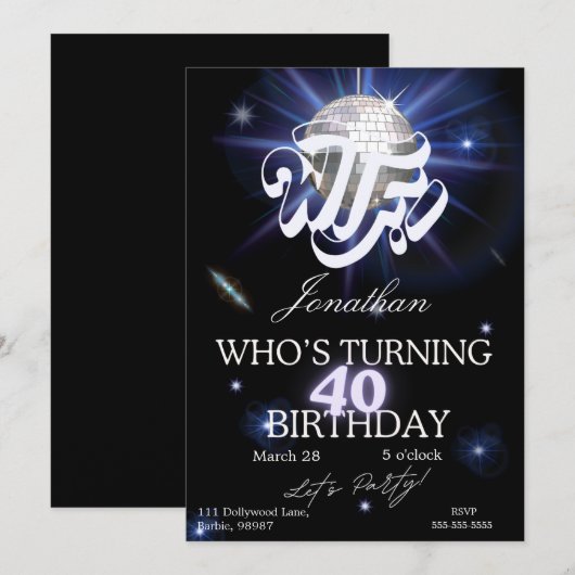 Invitation Drôle de 40e Anniversaire WTF Qui a 40 Ans Sarcast (Devant / Derrière)