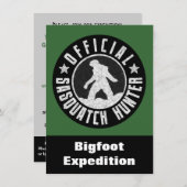 Invitation drôle de chasseur de Sasquatch de (Devant / Derrière)