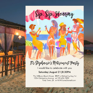 Invitation Drôle de Cocktail de Plage d'Été pour la Retraite