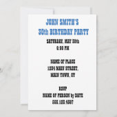 Invitation drôle de dessin animé pour les 30 ans d (Dos)