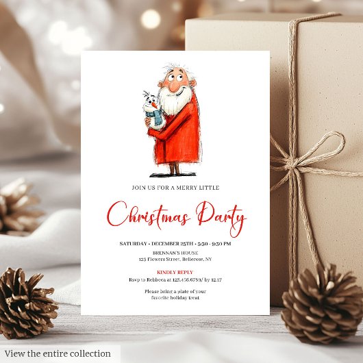 Invitation drôle de dîner de fête de Noël avec le 