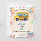 Invitation Drôle de dinosaure Garçon d'autobus de rentrée sco (Devant)