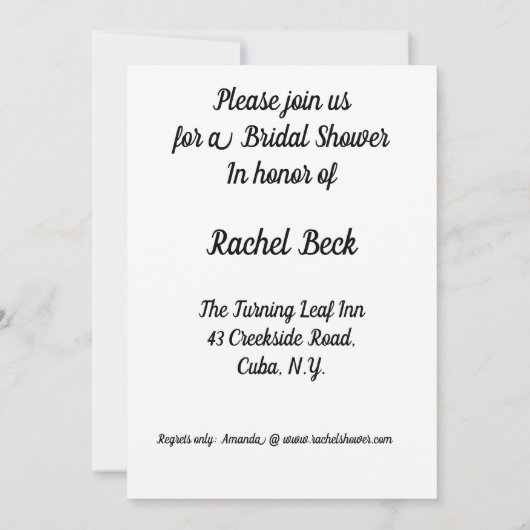 Invitation drôle de douche nuptiale (Dos)