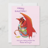 Invitation Drôle de dragon de Pâques Fantaisie rose de vacanc (Dos)