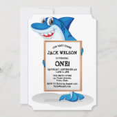 Invitation drôle de fête d'anniversaire de requin (Devant)