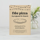 Invitation drôle de fête de couche pour homme Pizz (Debout devant)