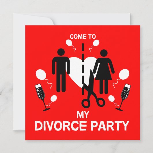 Invitation drôle de fête de divorce (Devant)
