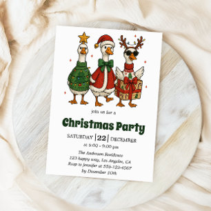 Invitation drôle de fête de Noël Canards festifs