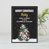 Invitation drôle de fête de Noël ,Noël Panda (Debout devant)