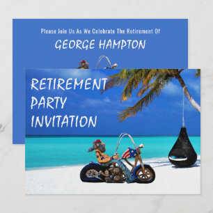 Invitation drôle de fête de retraite de motard mot