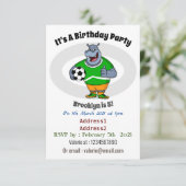 Invitation Drôle de joueur de football hippo dessin humoristi (Debout devant)