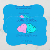 Invitation drôle de monsieur et madame cœurs  (Devant / Derrière)