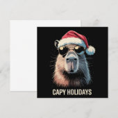 Invitation Drôle de Noël Capy Vacances Xmas Capybara (Devant / Derrière)