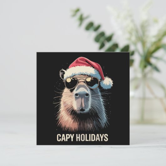 Invitation Drôle de Noël Capy Vacances Xmas Capybara (Debout devant)