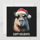 Invitation Drôle de Noël Capy Vacances Xmas Capybara (Devant)