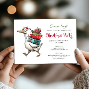 Invitation Drôle de Noël Silly Goose Fête minimaliste drôle