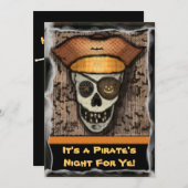 Invitation drôle de partie de Halloween de crâne (Devant / Derrière)