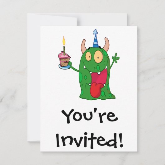 Invitation drôle de personnage de dessin animé monstre d'anni (Devant)