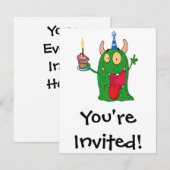 Invitation drôle de personnage de dessin animé monstre d'anni (Devant / Derrière)
