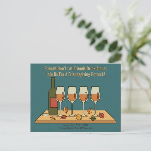 Invitation drôle de Potluck pour la fête des amis  (Debout devant)