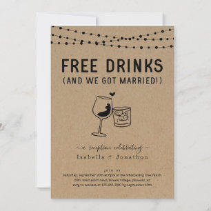 Invitation drôle de réception avec boissons gratui